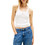 Tommy Jeans Γυναικείο Καλοκαιρινό Top Ριπ Λευκό DW0DW22264-YBL