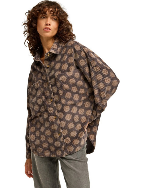 Billabong Stoked On You Μακρυμάνικο Γυναικείο Πουκάμισο Βαμβακερό Σοκολατί EBJWT00120-BSD
