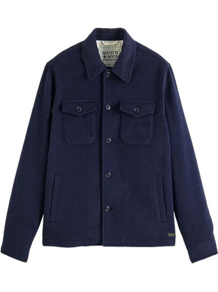 Scotch & Soda Ανδρικό Πουκάμισο Βαμβακερό Μακρυμάνικο Κανονική Γραμμή Navy Μπλε 178340-SC0002