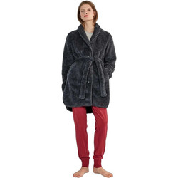 Gisela Γυναικεία Ρόμπα Χειμωνιάτικη Fleece Ανθρακί 2/20474
