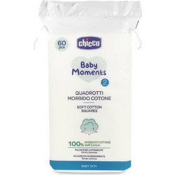 Chicco Baby Moments Μαντηλάκια Καθαρισμού Από 100% Απαλό Καθαρό Βαμβάκι 60 τεμάχια