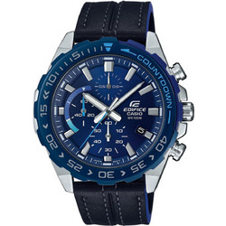 Casio Edifice Ανδρικό Ρολόι Χρονογράφος με Μπλε Δερμάτινο Λουράκι EFR-566BL-2AVUEF