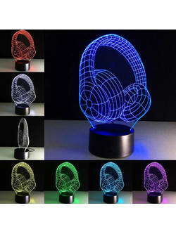3D LED λάμπα νυχτός - DJ Ακουστικά