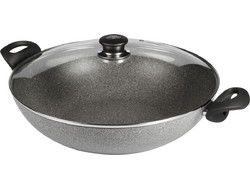 Ballarini Ferrara Granitium FERR8KD.36D Wok Αλουμινίου Αντικολλητικό Επίστρωση Πέτρας με Καπάκι 36cm