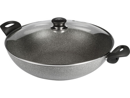 Ballarini Ferrara Granitium FERR8KD.36D Wok Αλουμινίου Αντικολλητικό Επίστρωση Πέτρας με Καπάκι 36cm