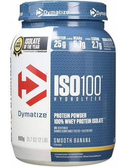 Dymatize ISO100 Hydrolyzed Smooth Banana Πρωτεΐνη Ορού Γάλακτος Γράμμωσης Χωρίς Λακτόζη 900gr