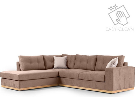 Pakoworld Boston Γωνιακός Καναπές Δεξιά Γωνία Καφέ 280x225x90cm 168-000024