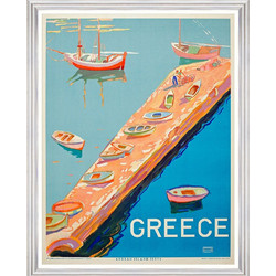 Κάδρο Greece Travels Posters - Greece Aegean Fa13368 70X90Cm Blue-Orange Mindthegap Κάθετοι Ξύλο