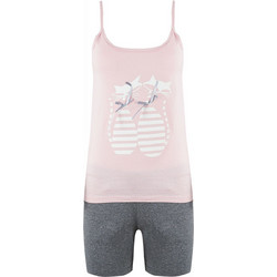 Gsecret Babydoll Καλοκαιρινό Βαμβακερό Ροζ Ανθρακί 8634