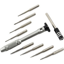 Κατσαβίδι Jakemy JM-8143 Σετ 10 Τεμαχίων, Σταυρωτό, Ίσιο, Αστεράκι. Επινικελωμένο με Επέκταση Λαβής και Τσιμπίδα