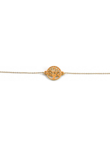 Βραχιόλι ατσάλινο (stainless steel) gold (δέντρο της ζωής) με κρυστάλλους BZ-BR-00104