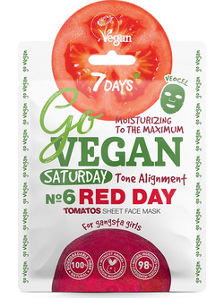 7Days Go Vegan Red Day For Gangsta Girl Sheet Μάσκα Προσώπου για Ενυδάτωση & Λάμψη 25gr