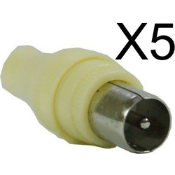 POWERTECH adapter για TV PAL 9.5mm CAB-V011, λευκό, 5τμχ
