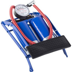 Διπλή Τρόμπα ποδιού 7 bar/100 psi με δύο κυλίνδρους για Αυτοκίνητο, Μοτοσικλέτα, Ποδήλατο με μανόμετρο σε μπλε χρώμα - Aria Trade