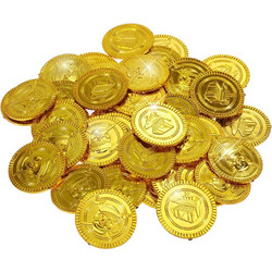 Gold coins play money for children toy party bags - 3.5cm (50pcs)