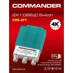 COMMANDER DS-21 DISEqC Switch 2.0 2x1 Στεγανό 4K UHD