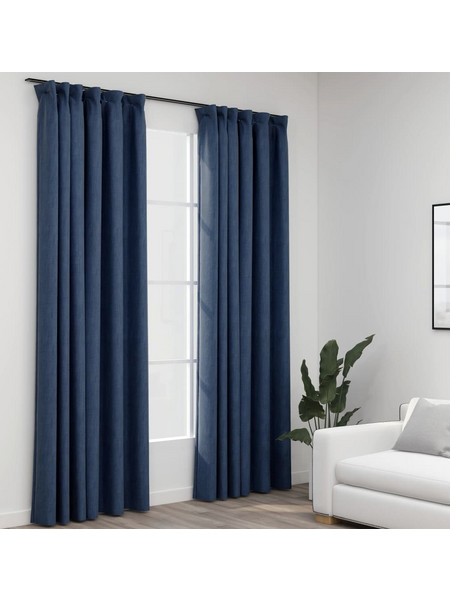 vidaXL Σετ Κουρτίνες Συσκότισης με Γάντζους 140x245 2τμχ Μπλε 321182