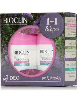 Bioclin Allergy Γυναικείο Αποσμητικό Roll On 24h Χωρίς Αλουμίνιο 2x50ml