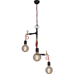 Home Lighting Hikari Κρεμαστό Φωτιστικό Οροφής Τρίφωτο E27 Κόκκινο 77-2791