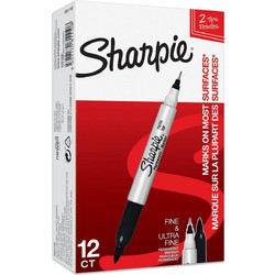 Μαρκαδόρος Ανεξίτηλος Μαύρος Twin Τip F-UF Sharpie Κουτί 12τεμ