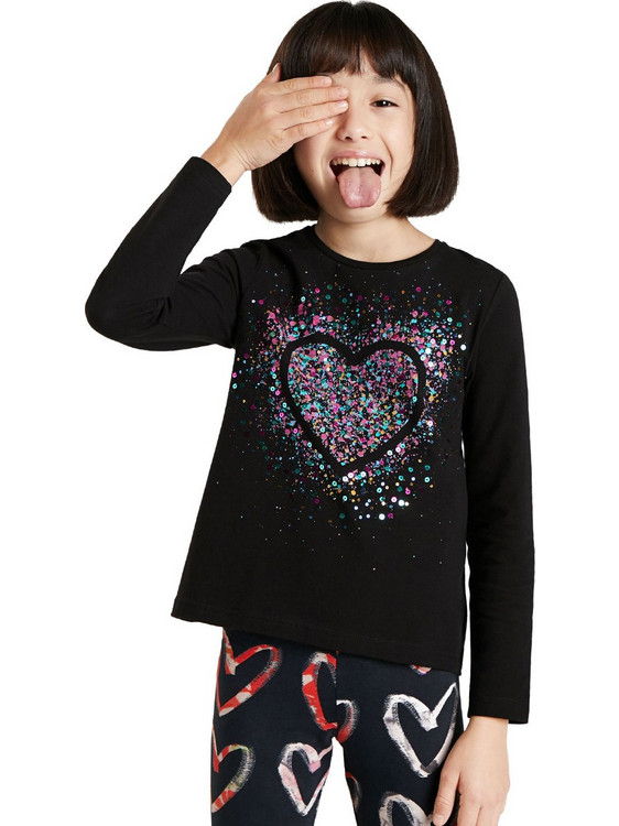 Desigual Παιδικό T-Shirt Μακρυμάνικο Μαύρο 21WGTK10-2000