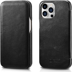 iCarer Vintage Series Curved Edge - Δερμάτινη Θήκη Apple iPhone 13 Pro Max - Black (RIX1304-BK)