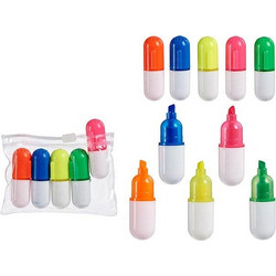 Highlighter Mini Σετ 5 τεμαχίων Χρωματιστοί Μαρκαδόροι σε διάφανη θήκη, 10x1.6x7 cm