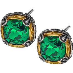 Σκουλαρίκια Anastasios Creations ασήμι 925 με πράσινο swarovski 8mm FSK553