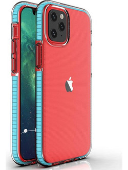 Spring Case clear TPU gel protective cover with colorful frame for iPhone 13 mini light blue