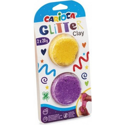 Πηλός με glitter (2x20gr) - Κίτρινο & Μοβ - Carioca Glitter Clay