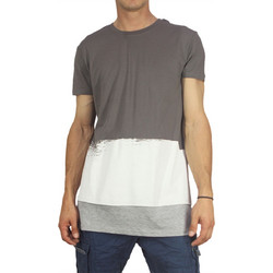 Ανδρικό longline color block t-shirt με ένθετο τελείωμα 22168-gr
