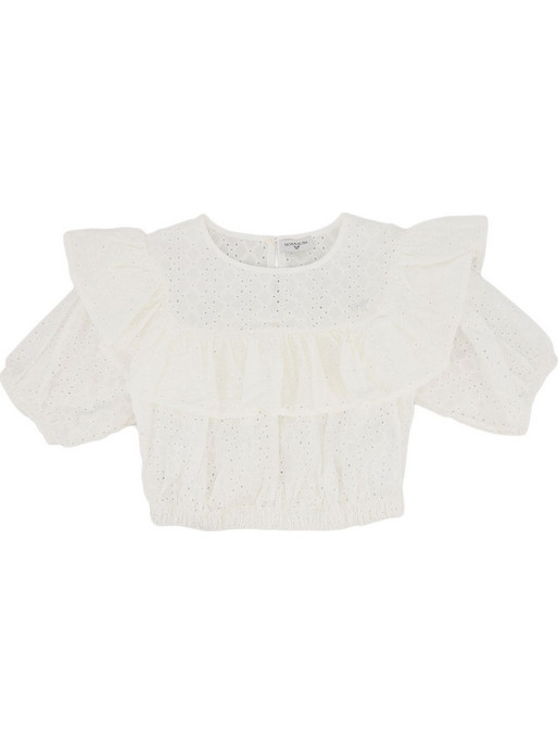 Monnalisa Παιδικό Crop Top Κοντομάνικο Λευκό 175301-5908-0099