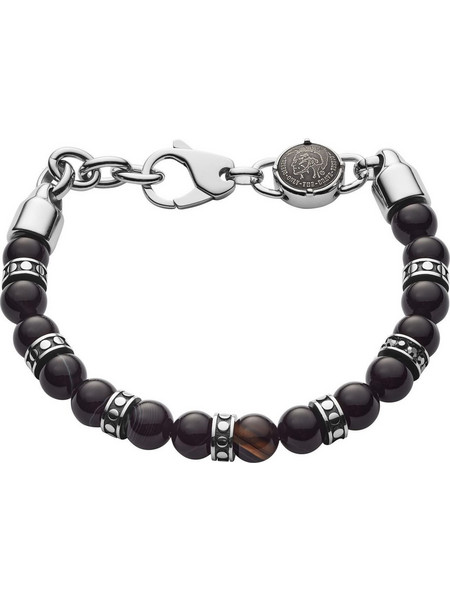 Diesel Beads Ανδρικό Βραχιόλι από Κορδόνι & Ατσάλι με Αχάτη DX1163040