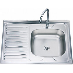 Alpaka 8060A Ανοξείδωτος Νεροχύτης 80x60cm Λείος με Αριστερό Πάγκο Επικαθήμενος
