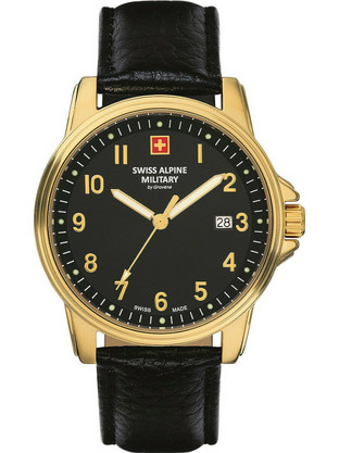 Swiss Alpine Military by Grovana Ανδρικό Ρολόι με Μαύρο Δερμάτινο Λουράκι SAM7011.1517