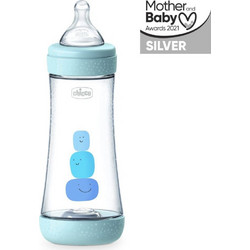 Chicco Perfect 5 Πλαστικό Μπιμπερό με Θηλή Σιλικόνης κατά των Κολικών 4m+ Σιέλ 300ml