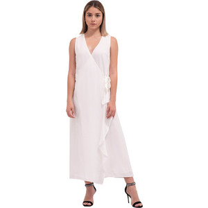Trussardi Jeans Midi Καλοκαιρινό Φόρεμα Κρουαζέ Λευκό 56D00608-1T005901-W016 Trussardi Jeans Midi Καλοκαιρινό Φόρεμα Κρουαζέ Λευκό 56D00608-1T005901-W016