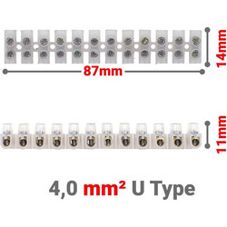 Κλέμμες Σειρά 12 Θέσεων 4mm u Type