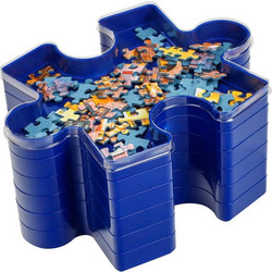 AriaTrade Θήκες Αποθήκευσης Puzzle Μπλε 6τμχ