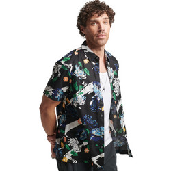 Superdry Ανδρικό Πουκάμισο Βαμβακερό Φλοράλ Κοντομάνικο Κανονική Γραμμή Μαύρο Πολύχρωμο M4010620A-8QR