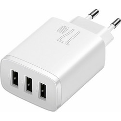 Baseus Compact CCXJ020102 Φορτιστής Χωρίς Καλώδιο με 3 Θύρες USB-A 17W White