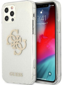 Guess Big Logo Hard Back Cover Glitter Transparent (iPhone 12 Pro Max)