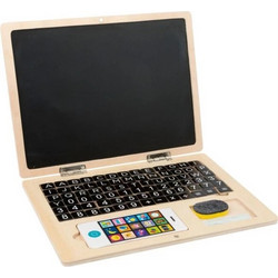SMALL FOOT Wooden magnetic Children's drawing notebook in laptop design 83pcs, 30x22cm