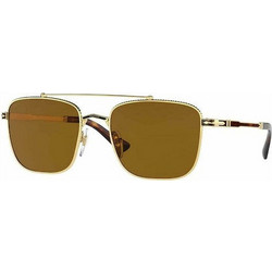 Persol PO 24875 1109/33 Ανδρικά Γυαλιά Ηλίου Τετράγωνα Μεταλλικά Χρυσά με Καφέ Polarized Φακό