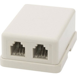 DM-2258 . Πρίζα τηλεφώνου 2x6P4C (RJ14) Μπέζ