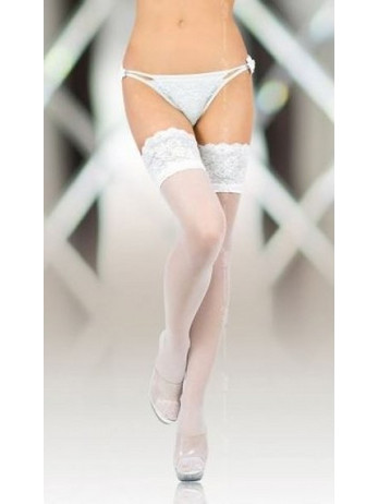 White Silicone Stockings - Λευκές Κάλτσες με Σιλικόνη & Plus Size - SOFTLAND
