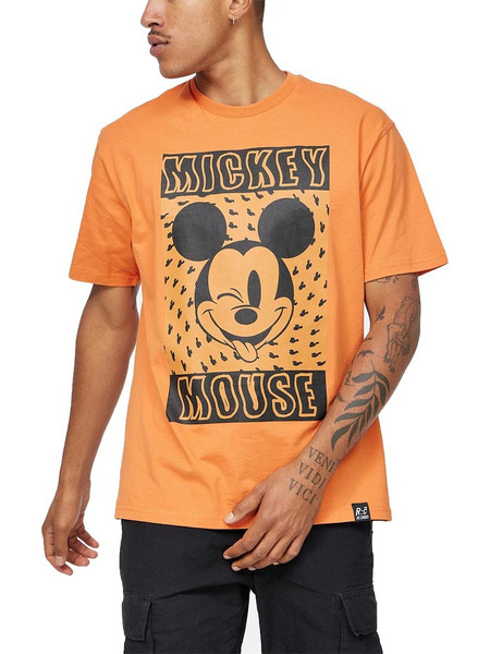 Recovered Oversized T-shirt Disney Trippy Mickey Mouse Orange MMDIS2680