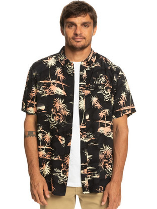 Quiksilver Ανδρικό Πουκάμισο Βαμβακερό Κοντομάνικο Κανονική Γραμμή Μαύρο Πολύχρωμο EQYWT04475-KVJ6
