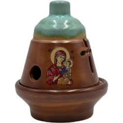 Κεραμικό καντήλι καμπανάκι Θεομήτωρ 11x14cm Δίχρωμο