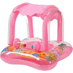 Σωσίβιο Swimtrainer με Σκίαστρο Ροζ Baby Swimming Ring